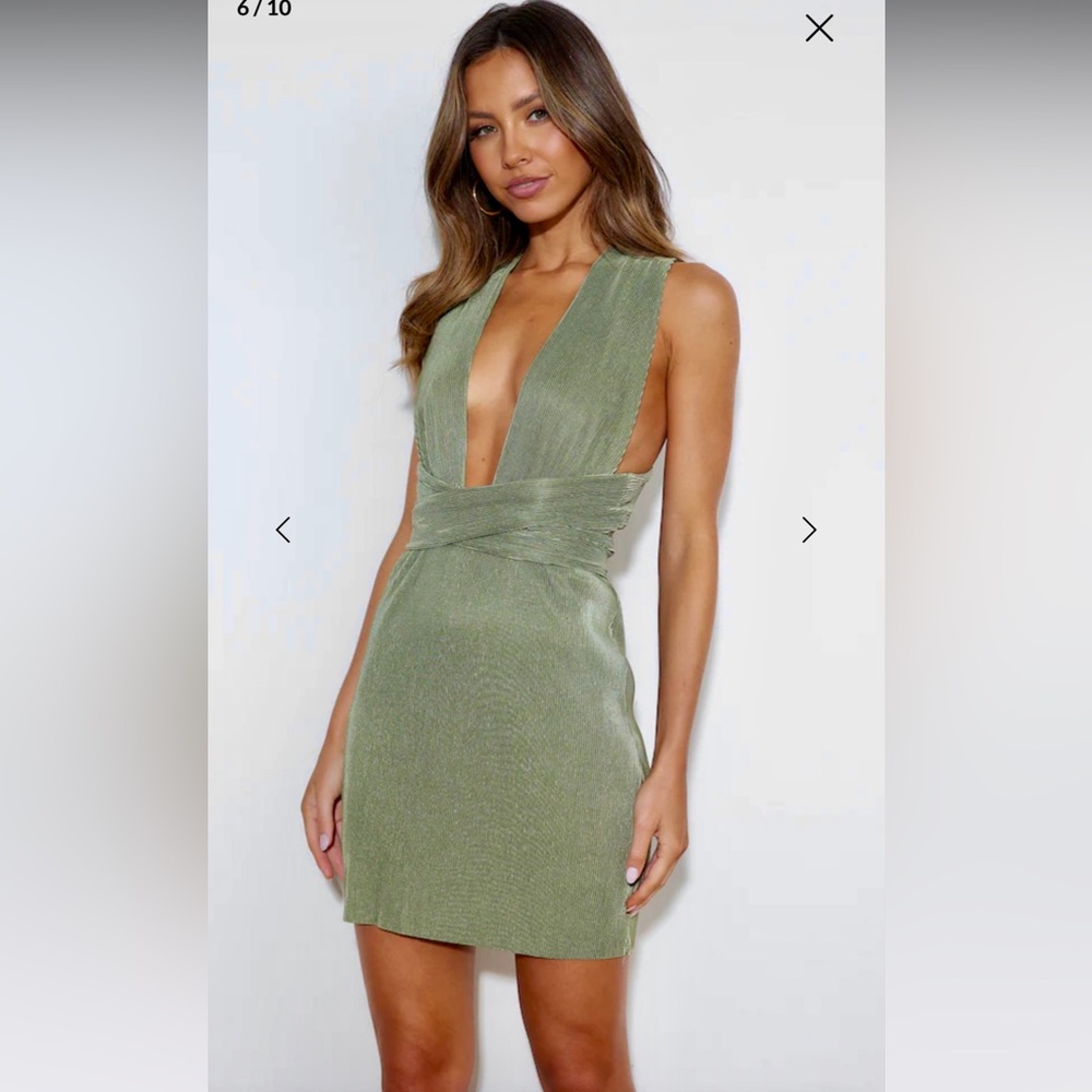 Fortunate One Sage Wrap Mini Dress